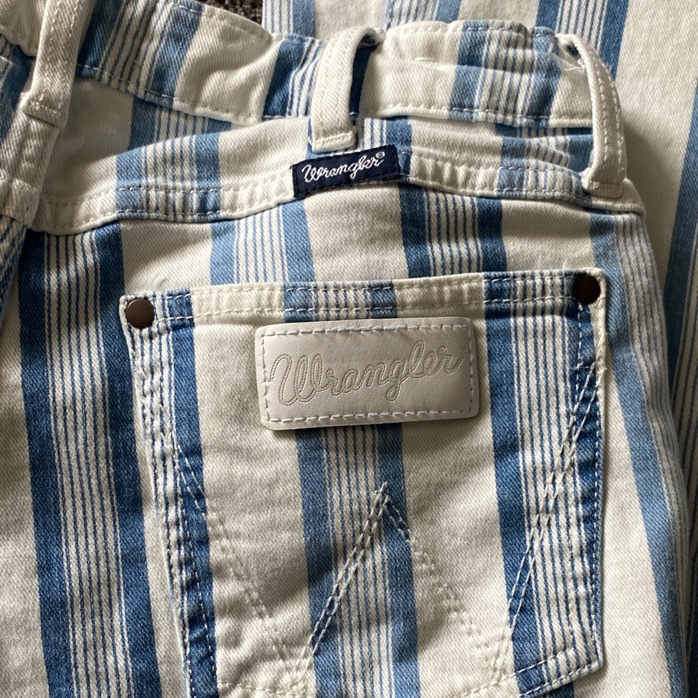 Wrangler white and Blue Striped Denim flare leg
